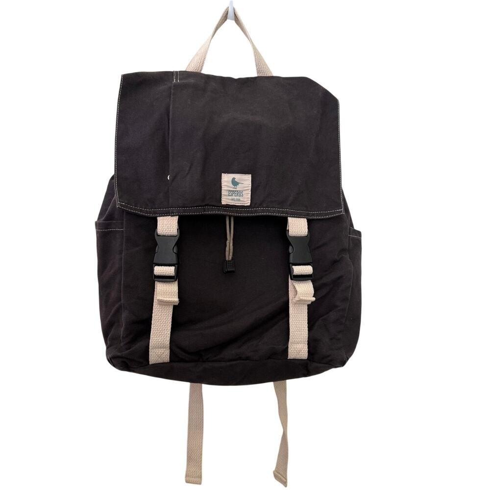 Esperos Carry Hope Brown Classic Canvas Backpack Adjustable Strap Padded Laptop